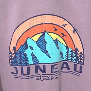 Vtg 90s Prairie Mountain Juneau Alaska Purple Sweatshirt L Rainbow Mountains